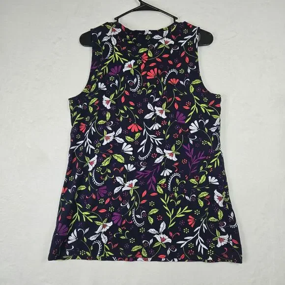 Jones New York Floral Sleeveless Top Womens Size Medium Button detail 0669 - Picture 2 of 8